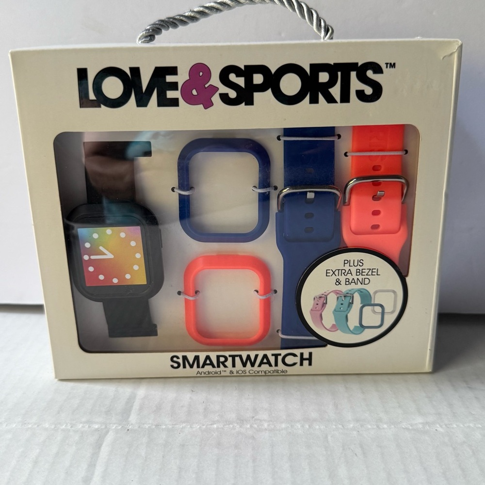 Smartwatch with Interchangeable Bands - Black, Blue, Pink New